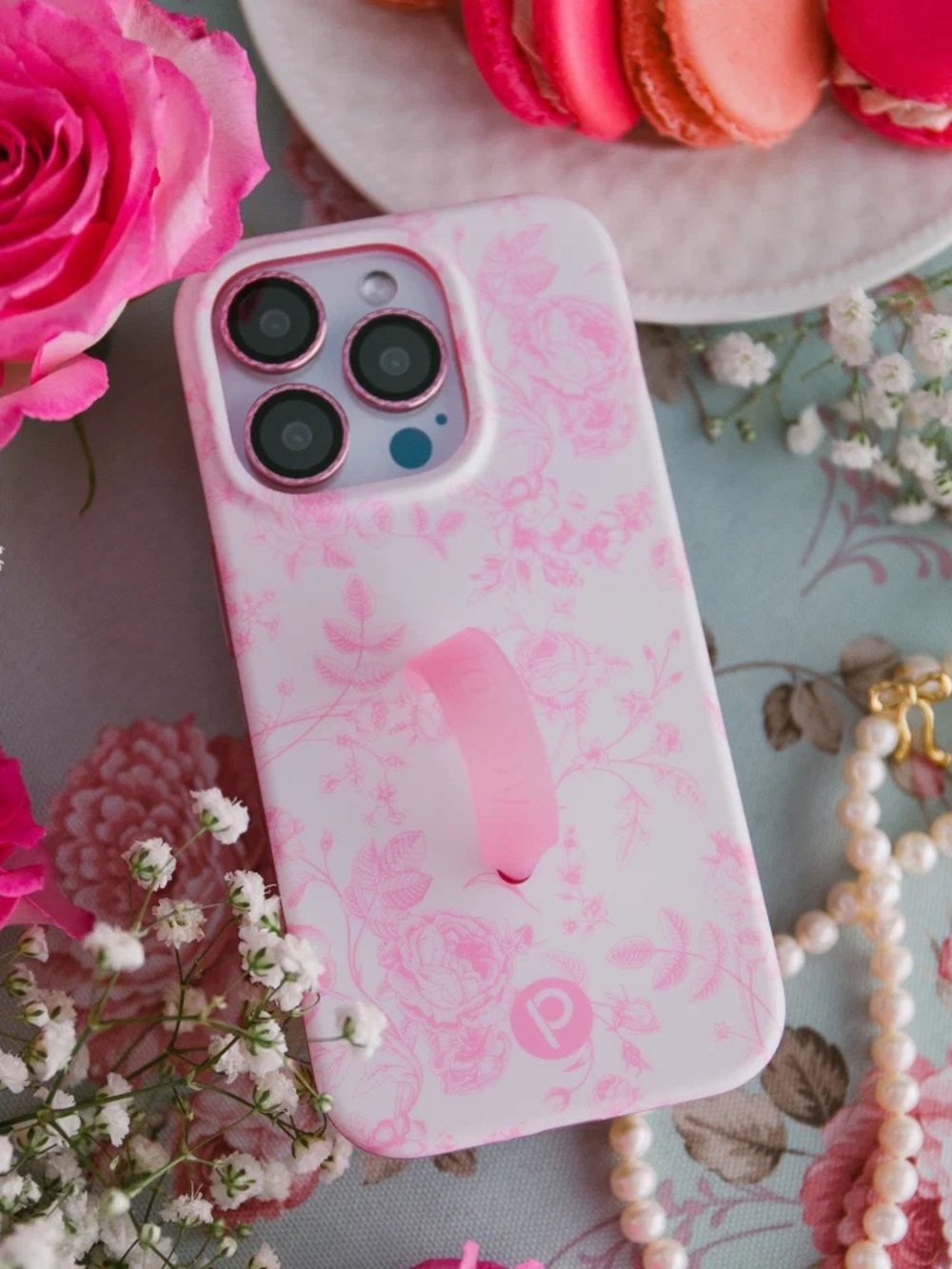 Loopy Case Pink Toile for iPhone 12 / 13 Pro Max 6.7 in Floral Anti Drop Loop